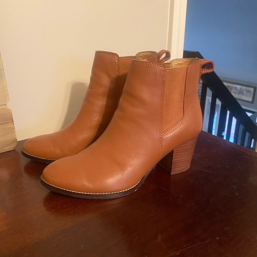 K Crew Rory leather heeled boots, size 8